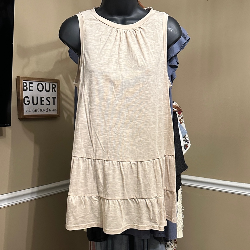 Sleeveless Cream Tiered Women's Top